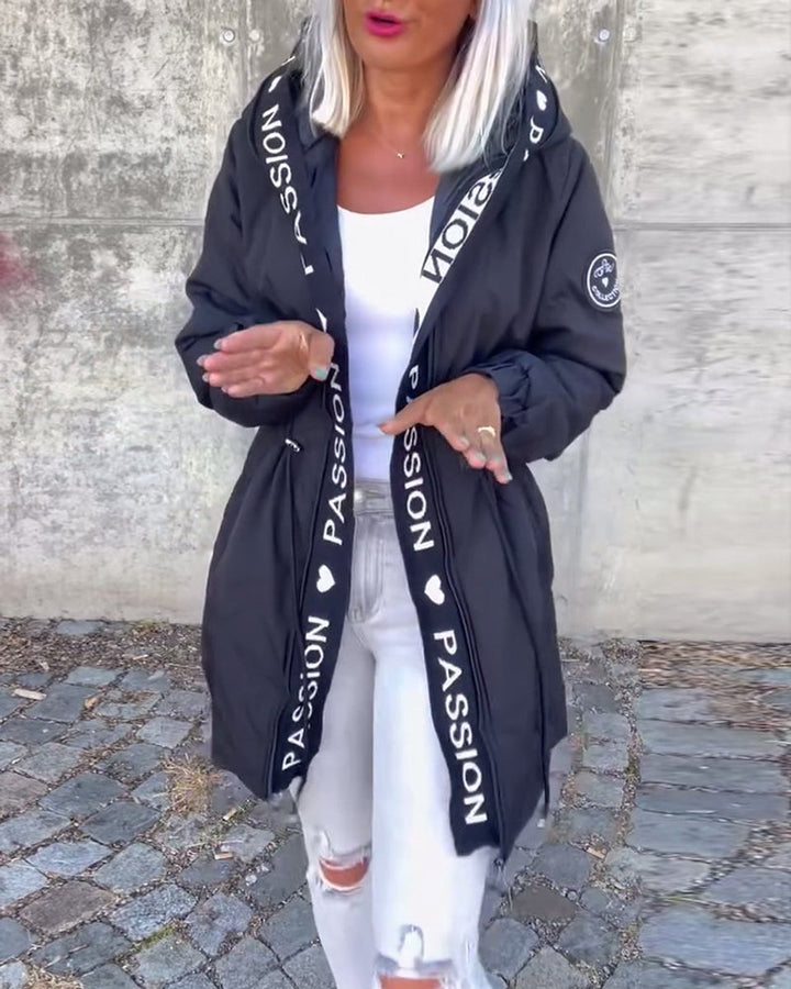 Women's Hooded Drawstring Relaxed-Fit Midi Coat