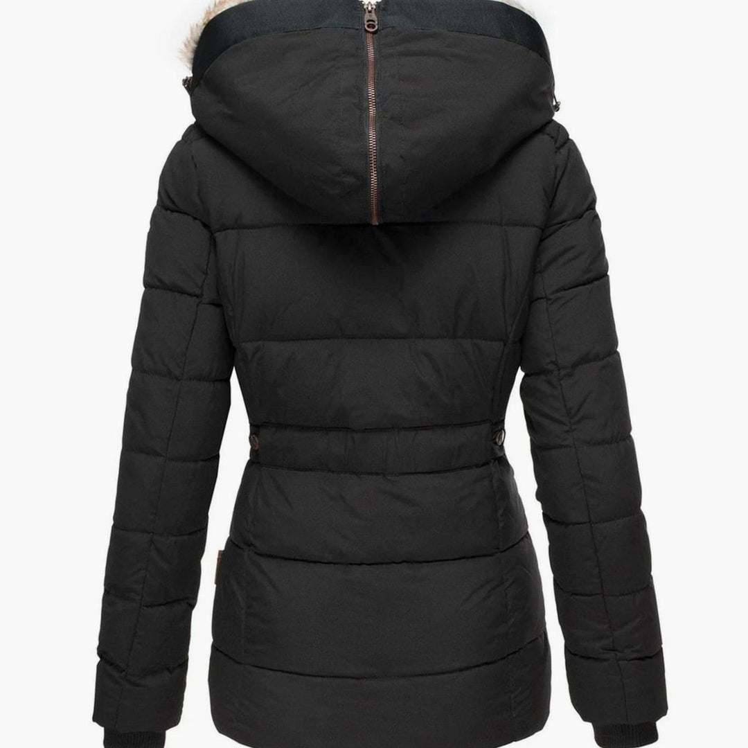 Women's Hooded Faux Fur Trim Quilted Puffer Jacket