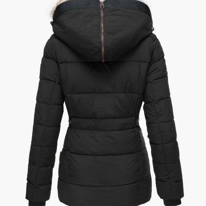 Women's Hooded Faux Fur Trim Quilted Puffer Jacket