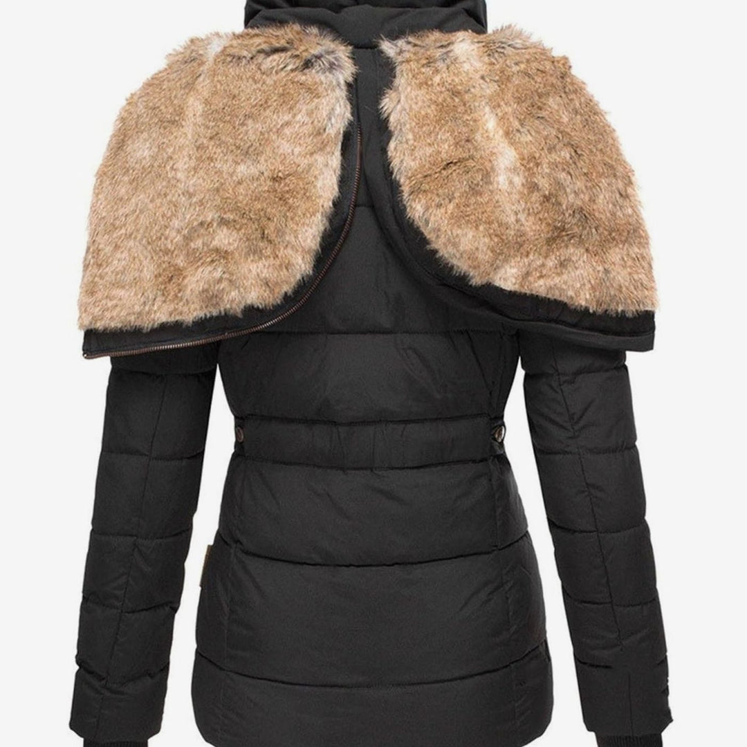 Women's Hooded Faux Fur Trim Quilted Puffer Jacket
