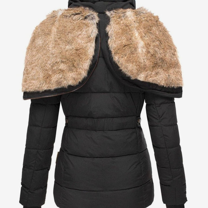 Women's Hooded Faux Fur Trim Quilted Puffer Jacket