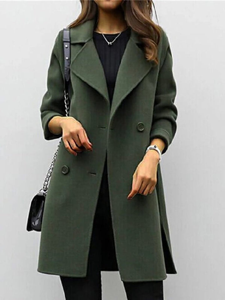 Women's Jacket Double-Breasted Long Wool-Blend Oversized Coat