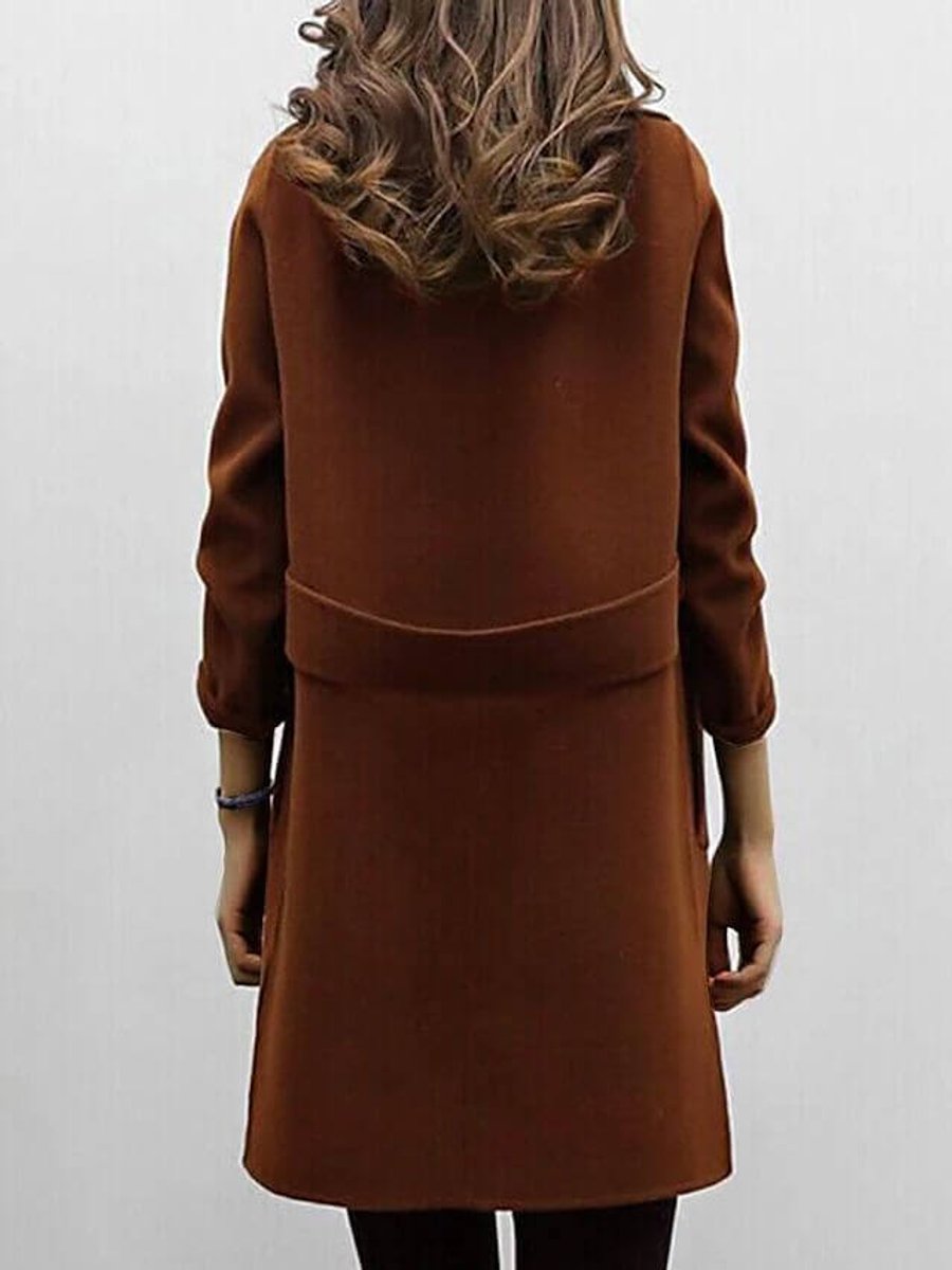 Women's Jacket Double-Breasted Long Wool-Blend Oversized Coat