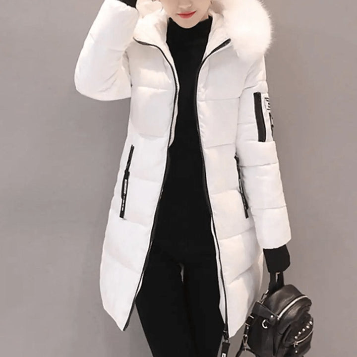 Women's Jacket Hooded Windproof Mid-Length Quilted Puffer Coat