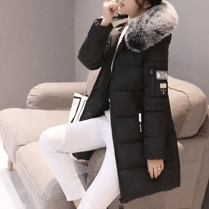 Women's Jacket Hooded Windproof Mid-Length Quilted Puffer Coat