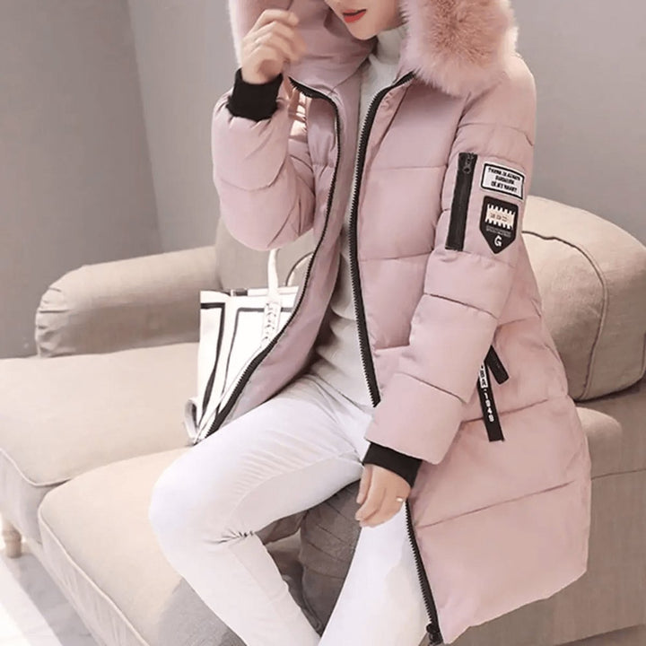 Women's Jacket Hooded Windproof Mid-Length Quilted Puffer Coat