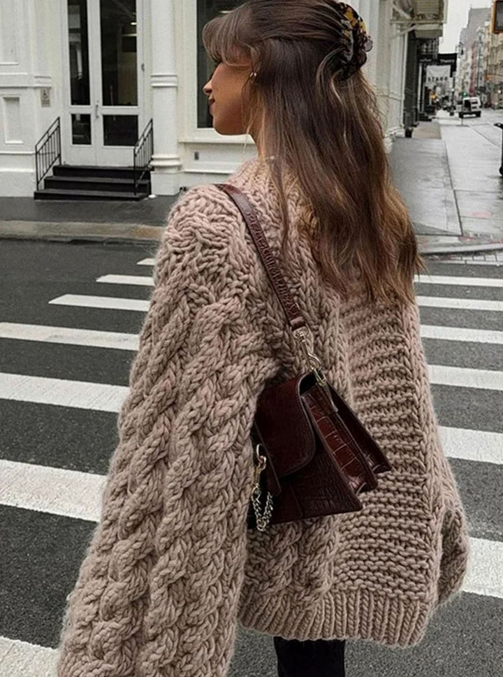 Womens Jumper Oversized Chunky Knit Cable Pullover