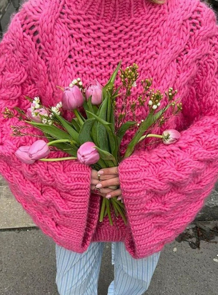 Womens Jumper Oversized Chunky Knit Cable Pullover