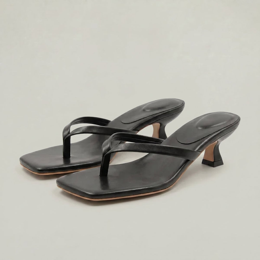 Women's Kitten Heel Thong Slip-On Sandals