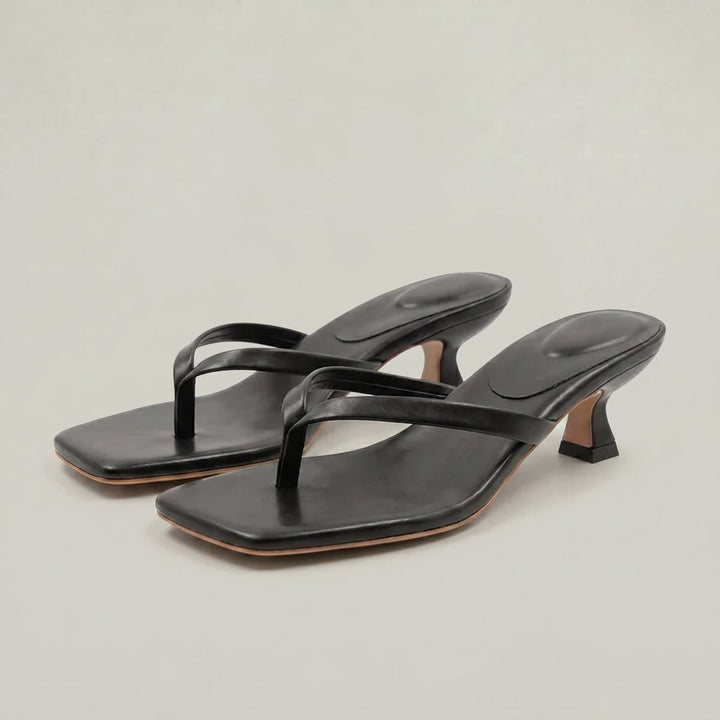 Women's Kitten Heel Thong Slip-On Sandals