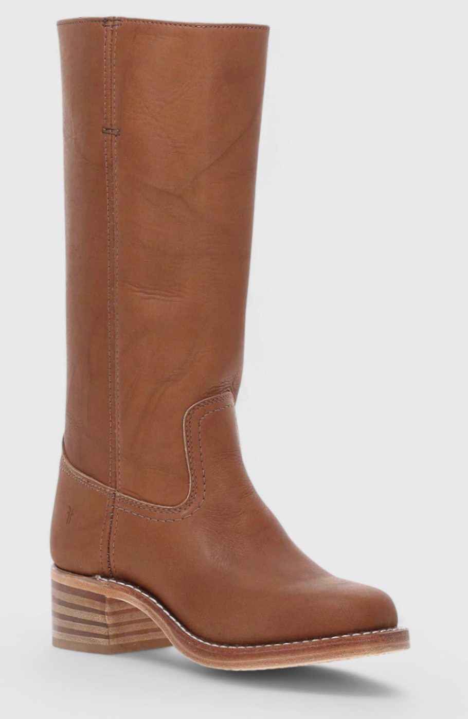 Women's Leather Stacked-Heel Knee-High Boots