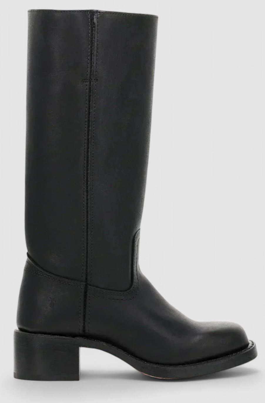 Women's Leather Stacked-Heel Knee-High Boots