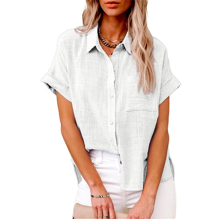 Women's Lightweight Button-Front Shirt Short Sleeve Relaxed Fit - White