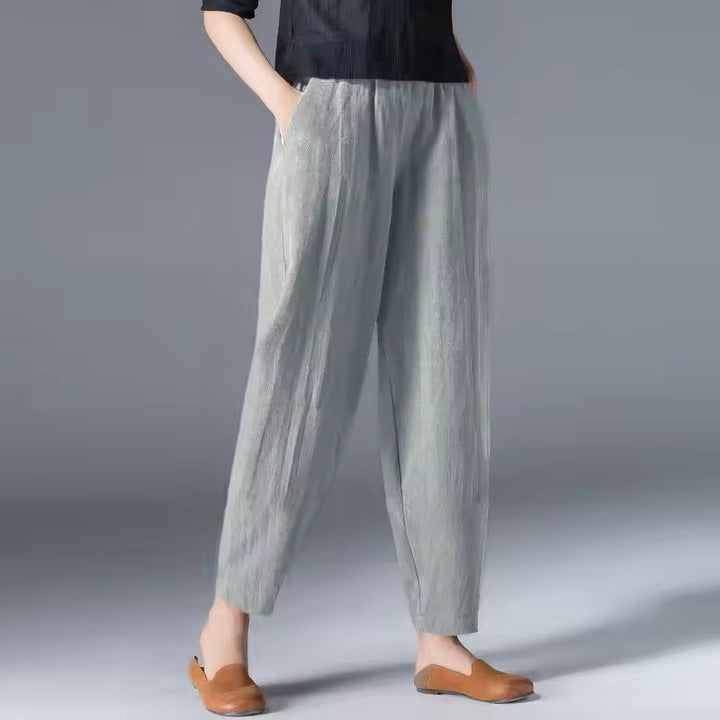 Women's Lightweight Elastic-Waist Tapered Ankle Trousers - Gray