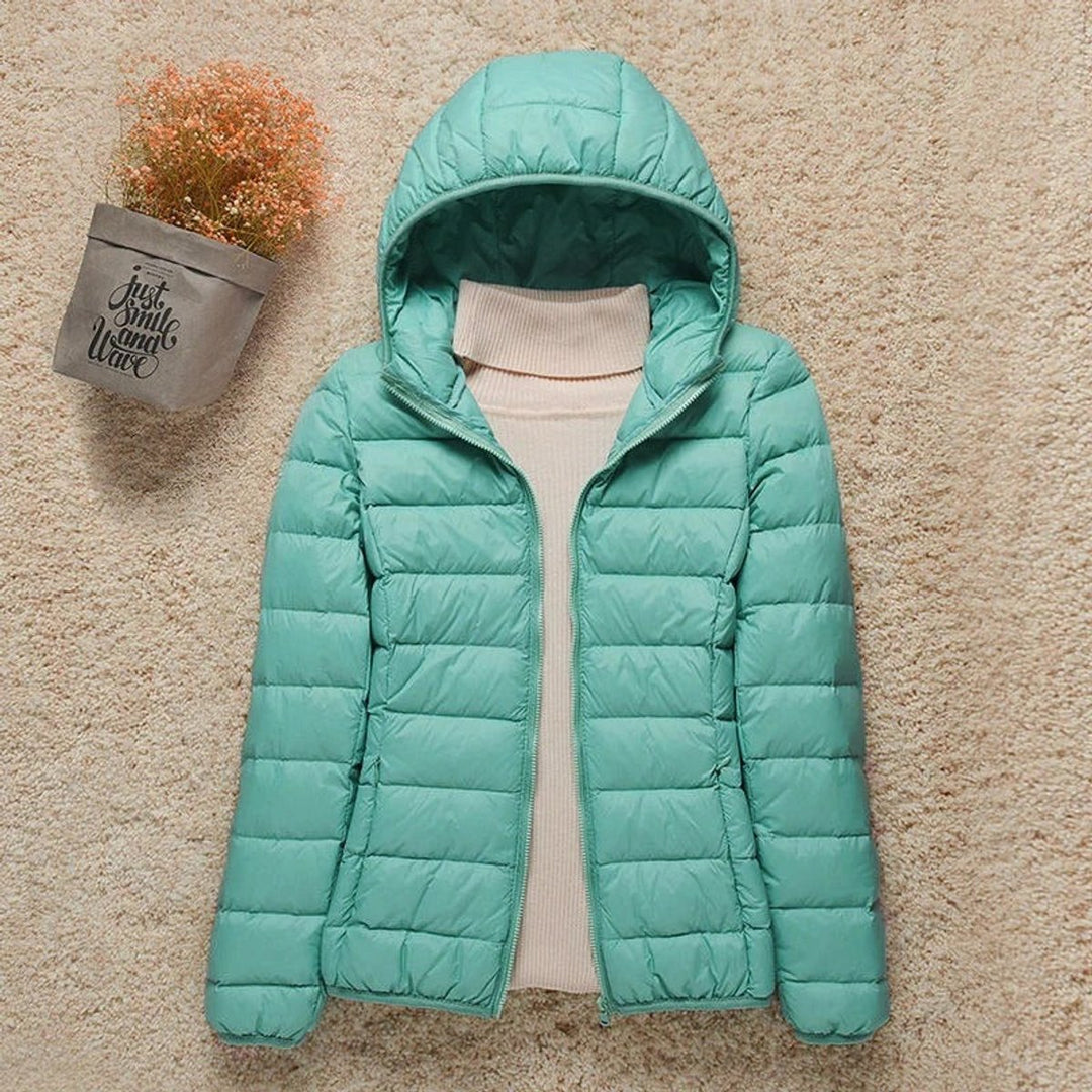 Women's Lightweight Hooded Quilted Jacket Packable Down Puffer - Turquoise