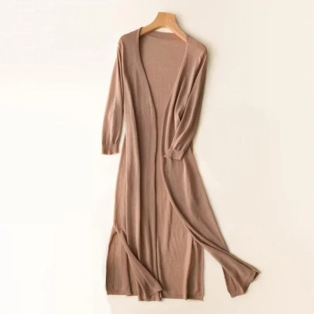 Women's Lightweight Long Open-Front V-Neck Cardigan