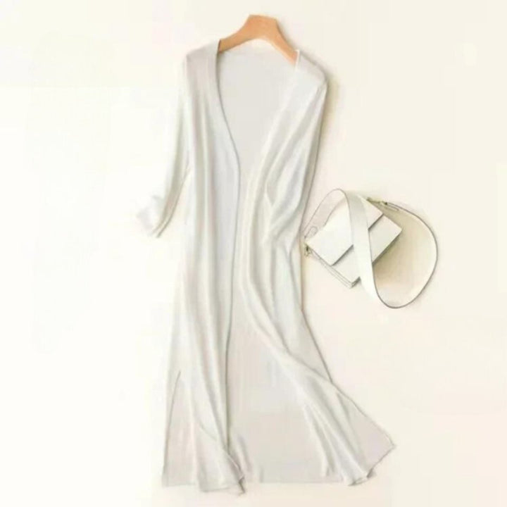 Women's Lightweight Long Open-Front V-Neck Cardigan