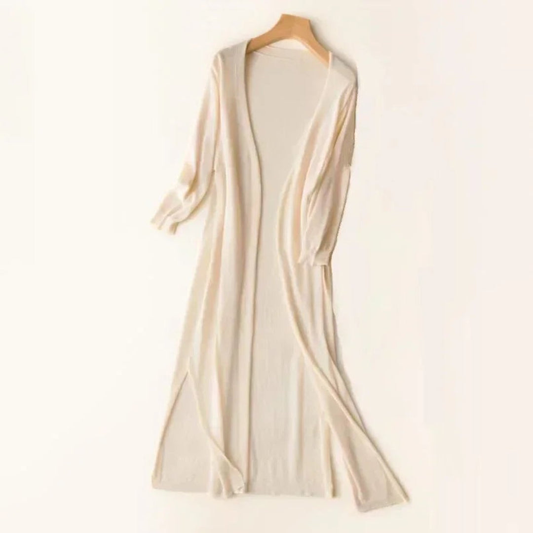 Women's Lightweight Long Open-Front V-Neck Cardigan
