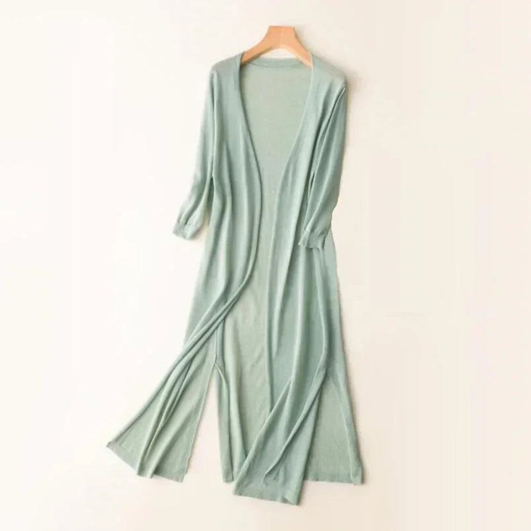 Women's Lightweight Long Open-Front V-Neck Cardigan