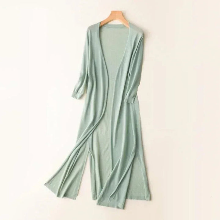 Women's Lightweight Long Open-Front V-Neck Cardigan