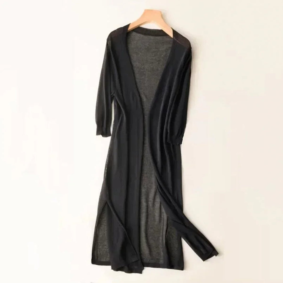 Women's Lightweight Long Open-Front V-Neck Cardigan