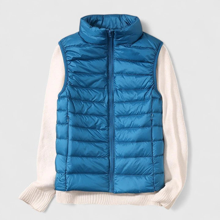 Women's Lightweight Quilted Puffer Vest Sleeveless Zip-Up Gilet - Sky Blue