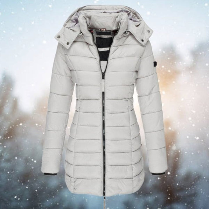 Women's Long Hooded Quilted Jacket Padded Puffer Coat - Grey