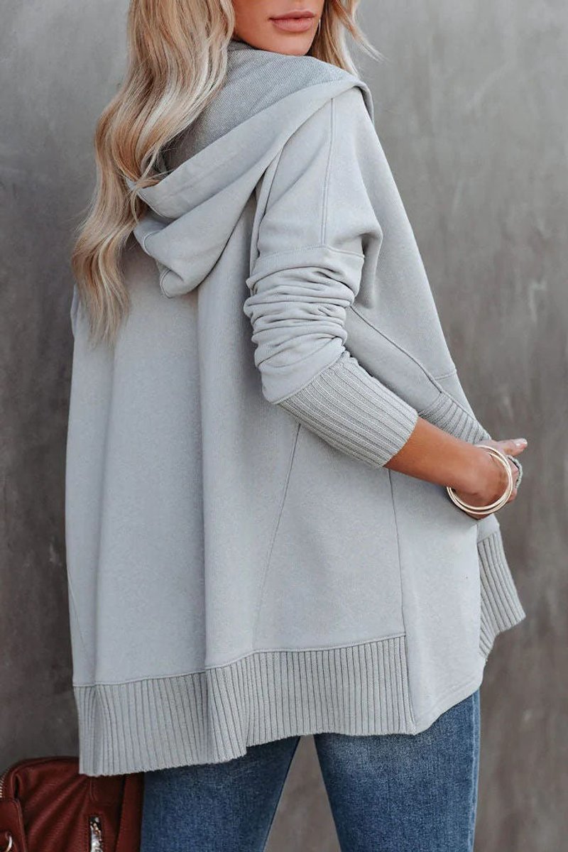 Women's Longline Hooded Drawstring Tunic Sweatshirt