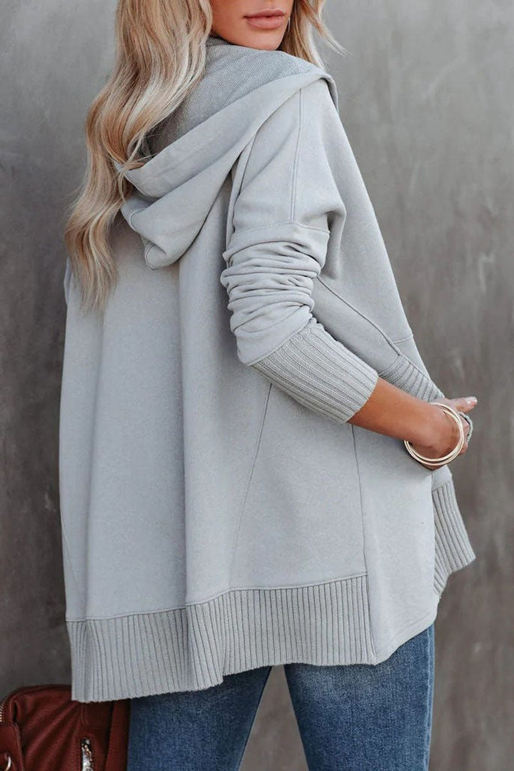 Women's Longline Hooded Drawstring Tunic Sweatshirt