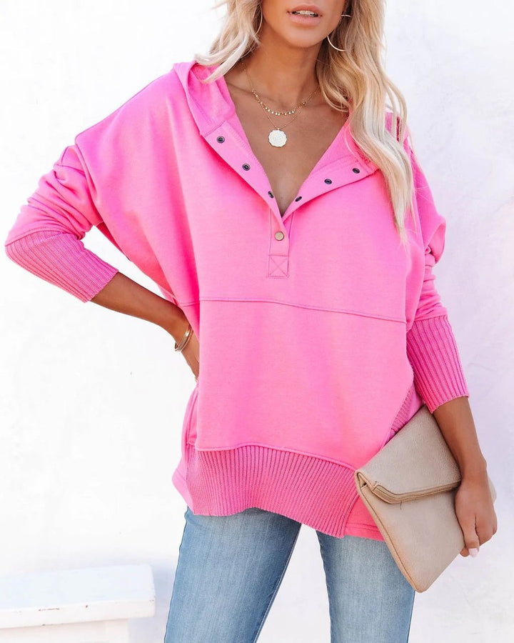 Women's Longline Hooded Drawstring Tunic Sweatshirt