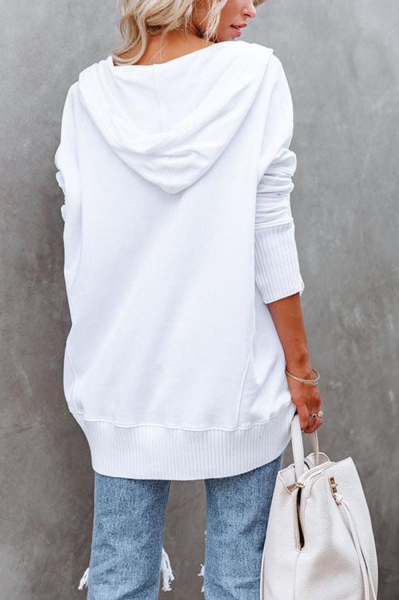 Women's Longline Hooded Drawstring Tunic Sweatshirt
