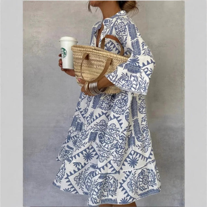 Women's Loose-Fit Floral Print Tunic Mini Dress