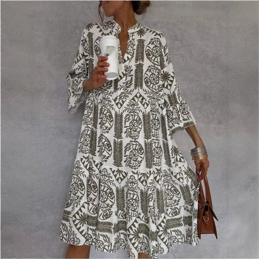 Women's Loose-Fit Floral Print Tunic Mini Dress