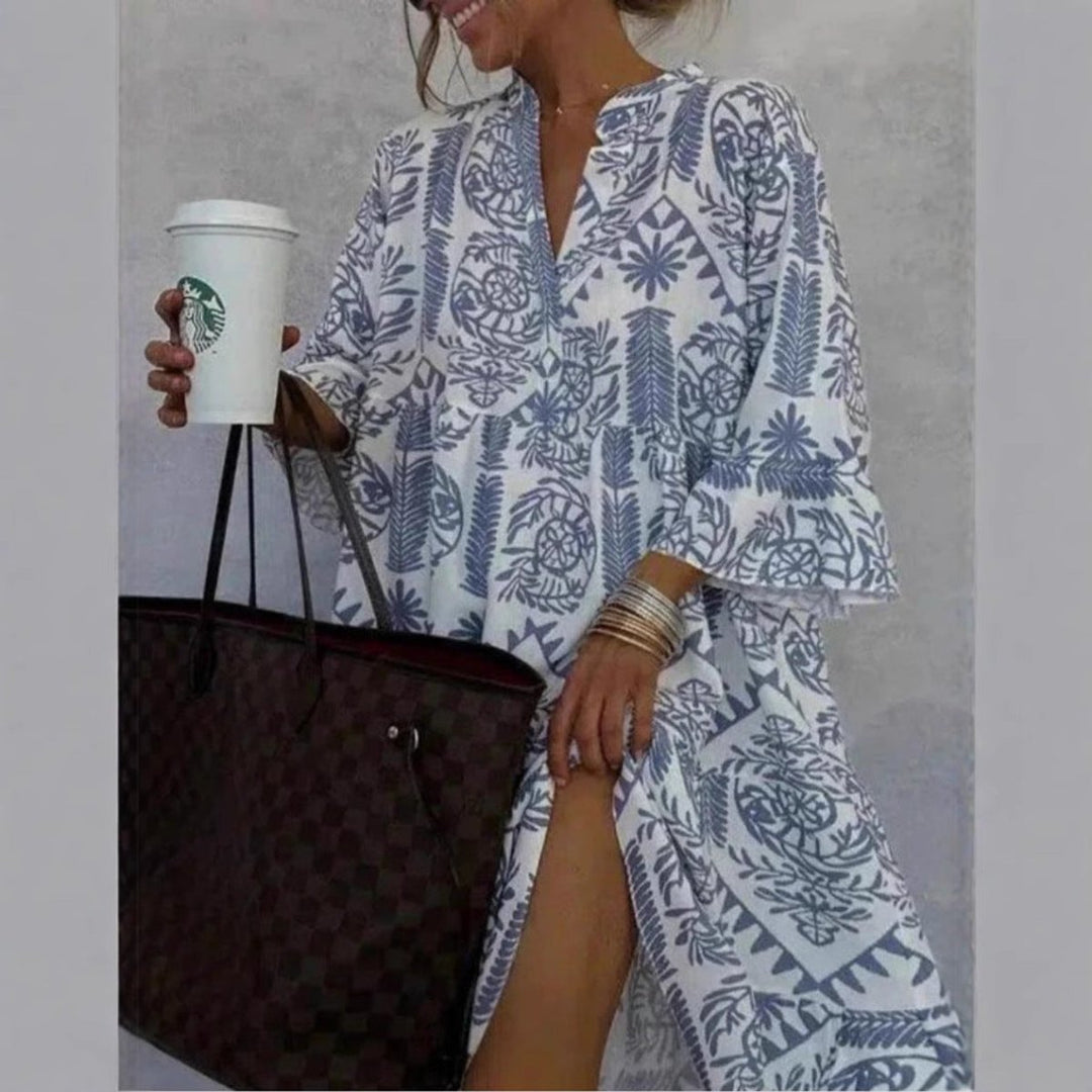 Women's Loose-Fit Floral Print Tunic Mini Dress