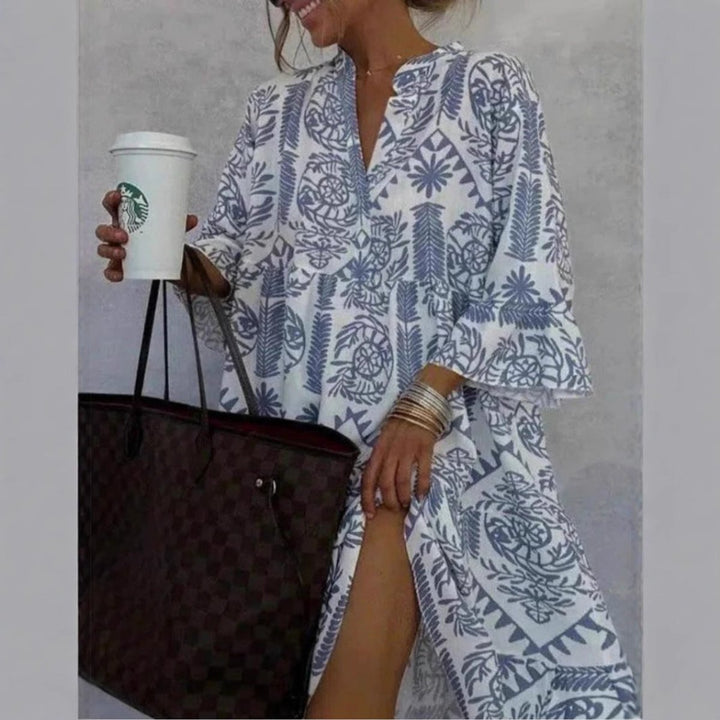 Women's Loose-Fit Floral Print Tunic Mini Dress