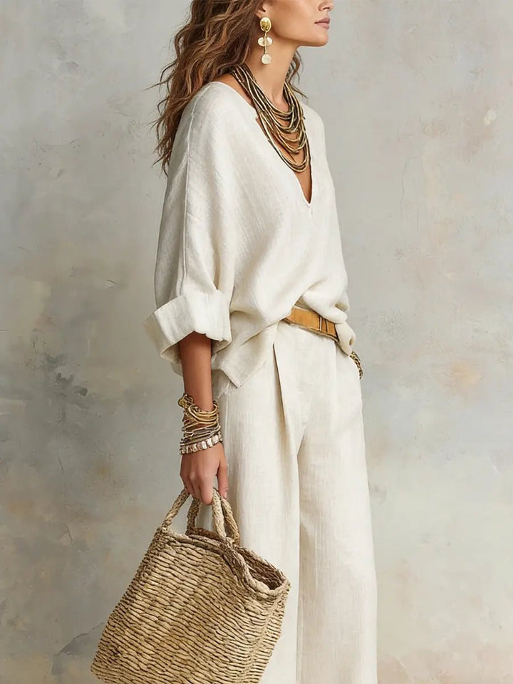 Women's Loose-Fit Linen Two-Piece Set