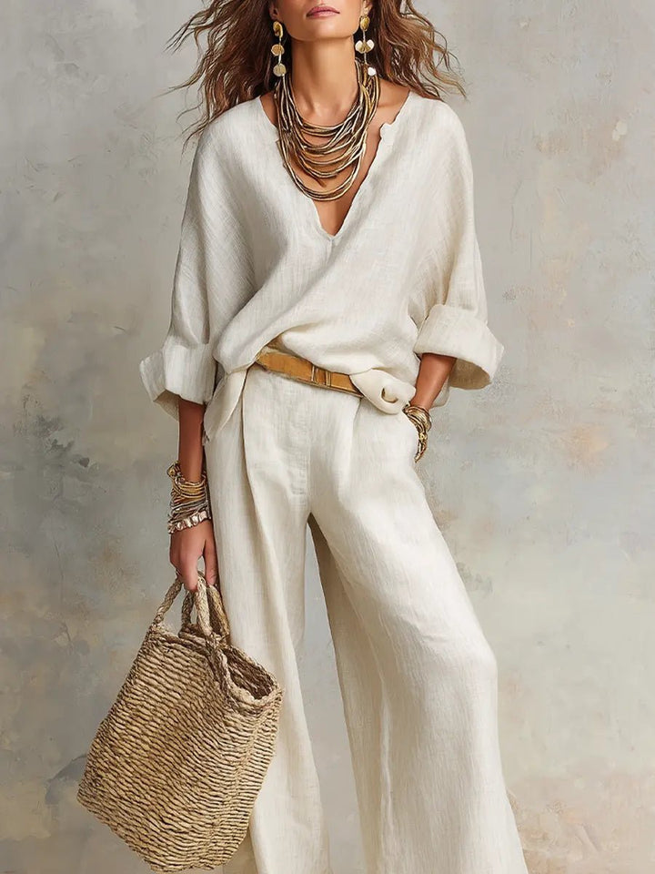 Women's Loose-Fit Linen Two-Piece Set