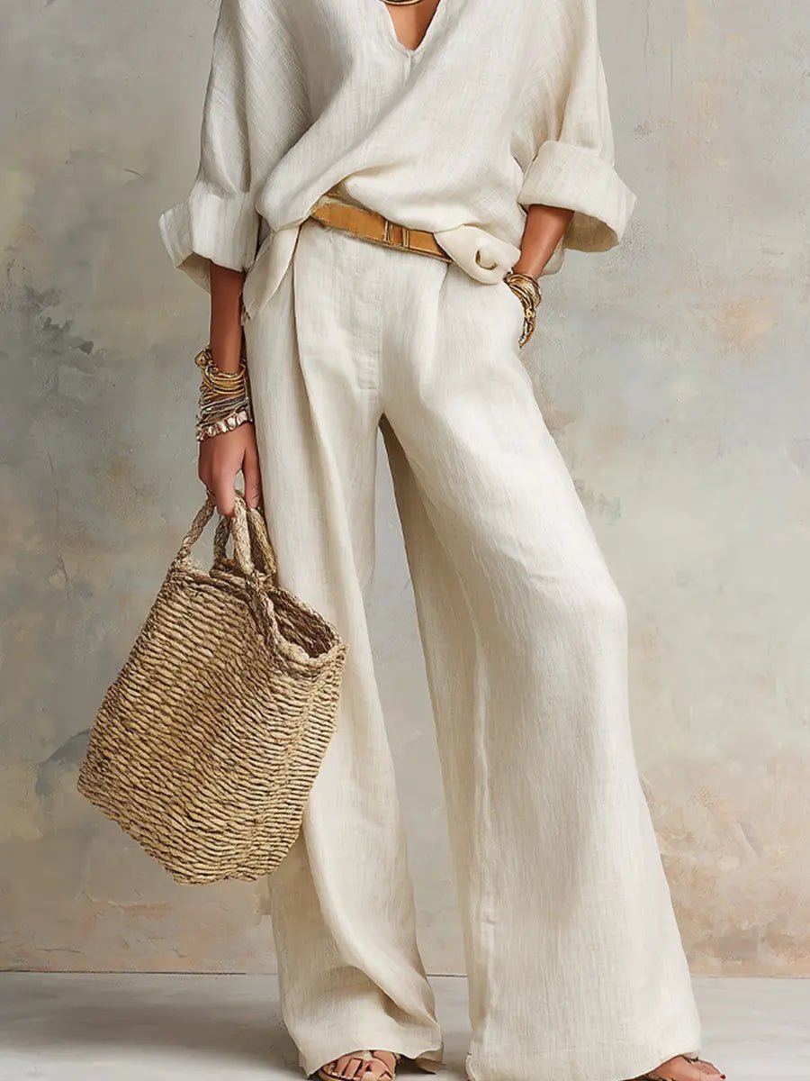 Women's Loose-Fit Linen Two-Piece Set