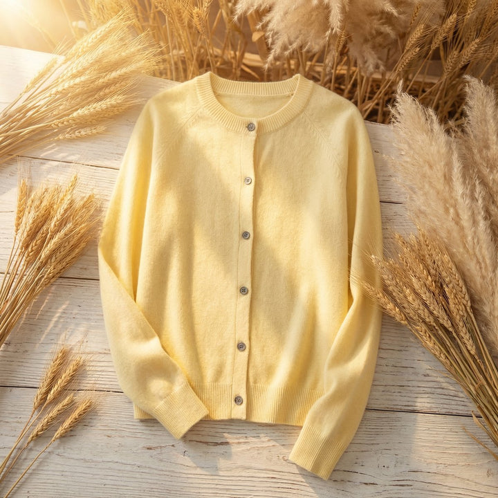 Women's Merino Wool Long Sleeve Cardigan Jumper Classic Fit