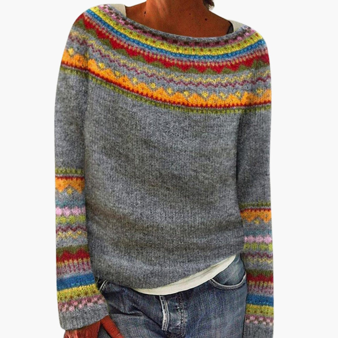 Women's Merino Wool Sweater Fair Isle Knit Jumper