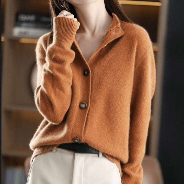 Women's Mock-Neck Button-Front Cashmere Blend Cardigan