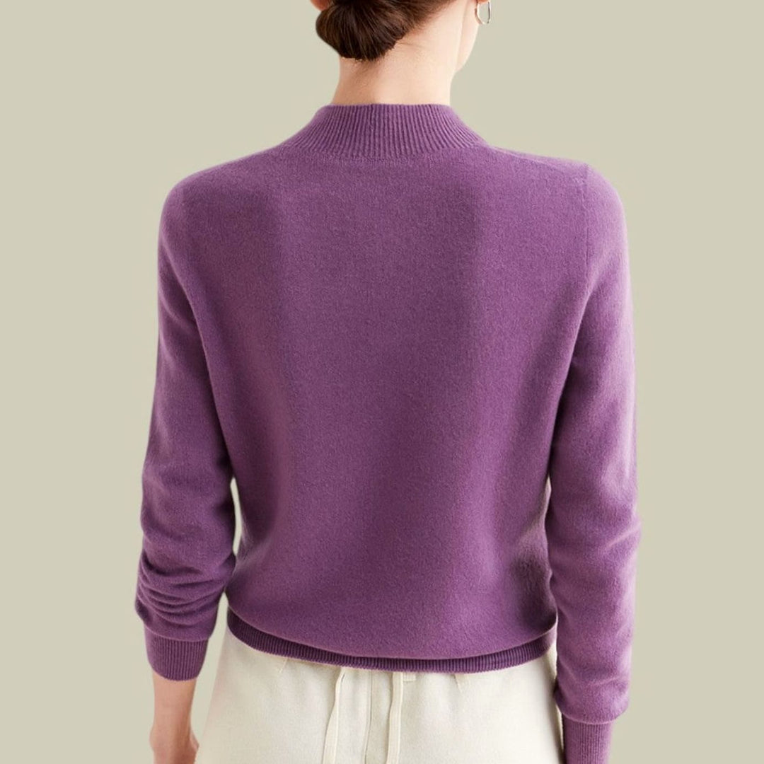 Women's Mock Neck Relaxed Fit Merino Wool Sweaters