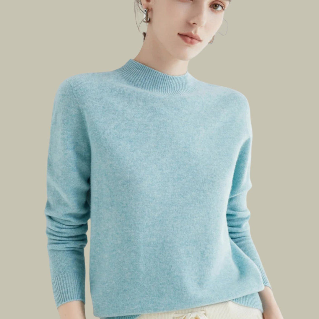 Women's Mock Neck Relaxed Fit Merino Wool Sweaters