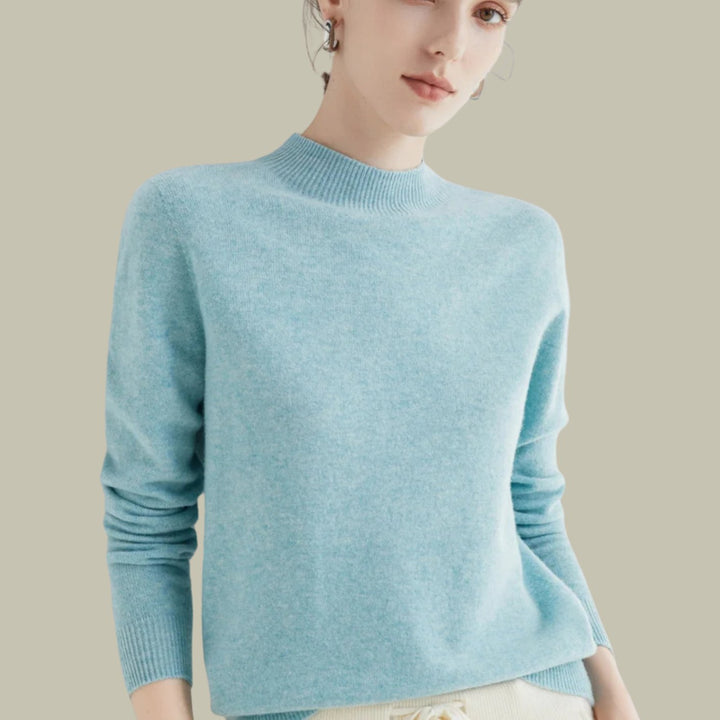 Women's Mock Neck Relaxed Fit Merino Wool Sweaters
