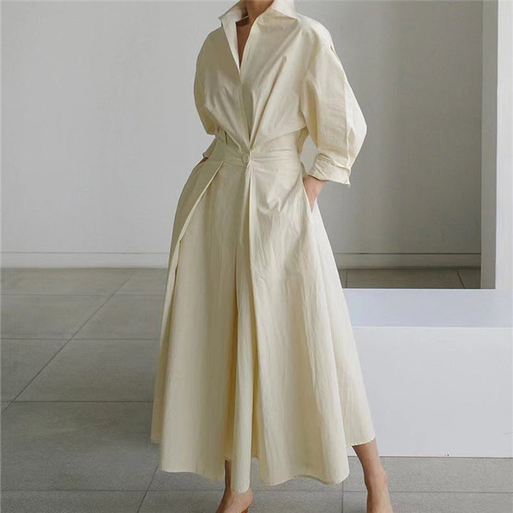 Women's Newspaper Print Collared Wrap Maxi Dress - Apricot