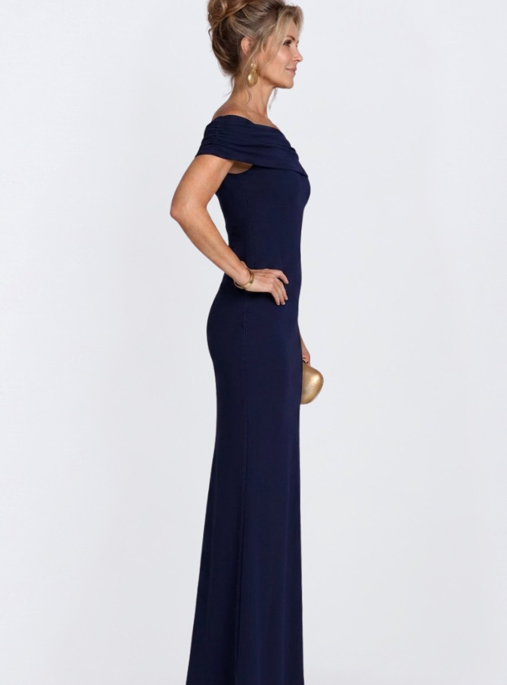 Women's Off-Shoulder Bodycon Cocktail Dress Twist Back Maxi Gown