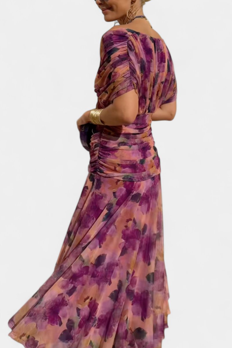 Women's Off-Shoulder Flowing Maxi Cocktail Party Dress