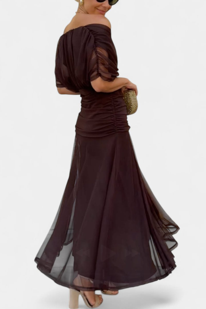 Women's Off-Shoulder Flowing Maxi Cocktail Party Dress