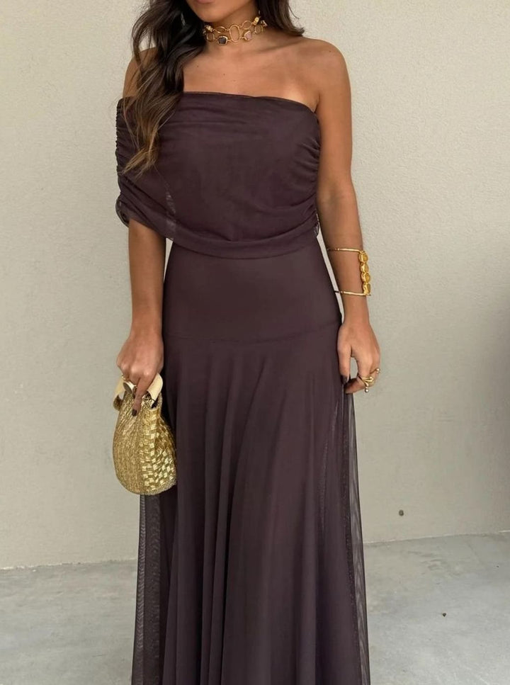 Women's Off-Shoulder Maxi Long Sleeve Dress Flowing Evening Gown