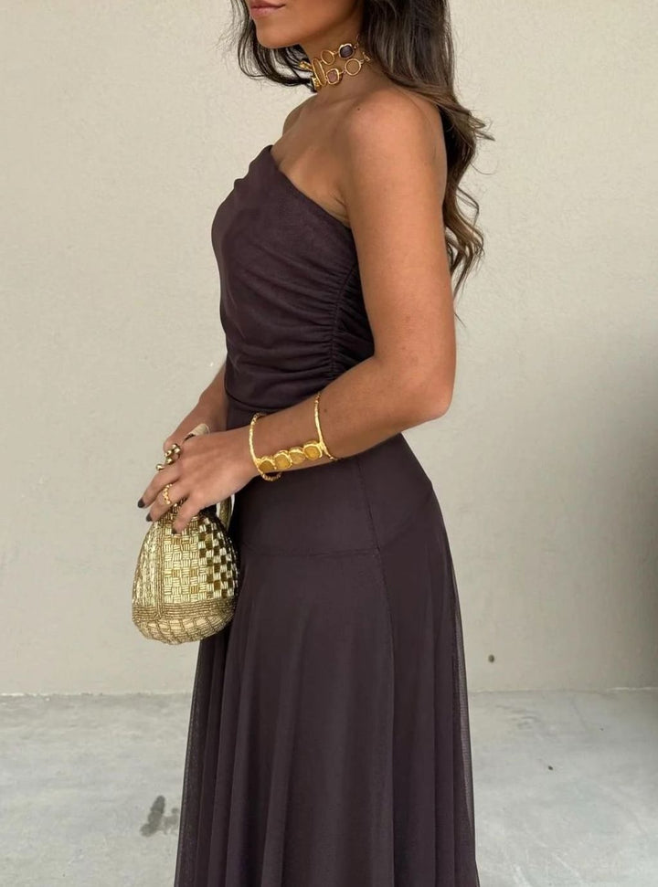 Women's Off-Shoulder Maxi Long Sleeve Dress Flowing Evening Gown